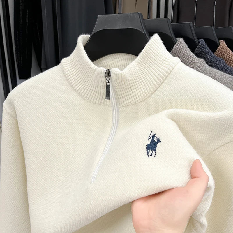 Mock Neck Half-Zip Knit Pullover