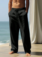 Mens Casual Linen Wide-Leg Pants