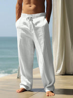 Mens Casual Linen Wide-Leg Pants