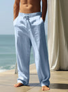 Mens Casual Linen Wide-Leg Pants