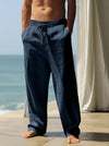 Mens Casual Linen Wide-Leg Pants