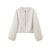 Red Cropped Zipper Bomber Jacket