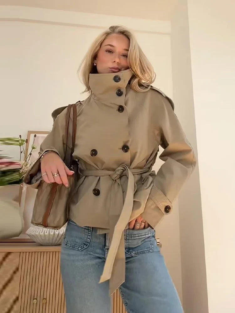 Chic Casual Cropped Trench Jacket