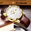 LIGE Leather Chronograph Watch