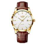 LIGE Leather Chronograph Watch