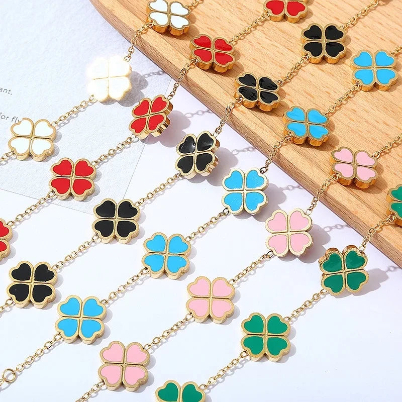 Colorful Clover Chain Bracelet