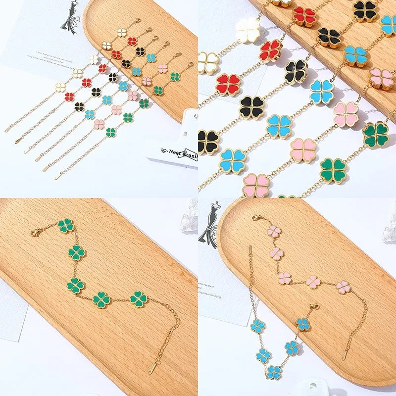 Colorful Clover Chain Bracelet
